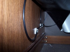 The other side - cables neat above the projector shelf rail